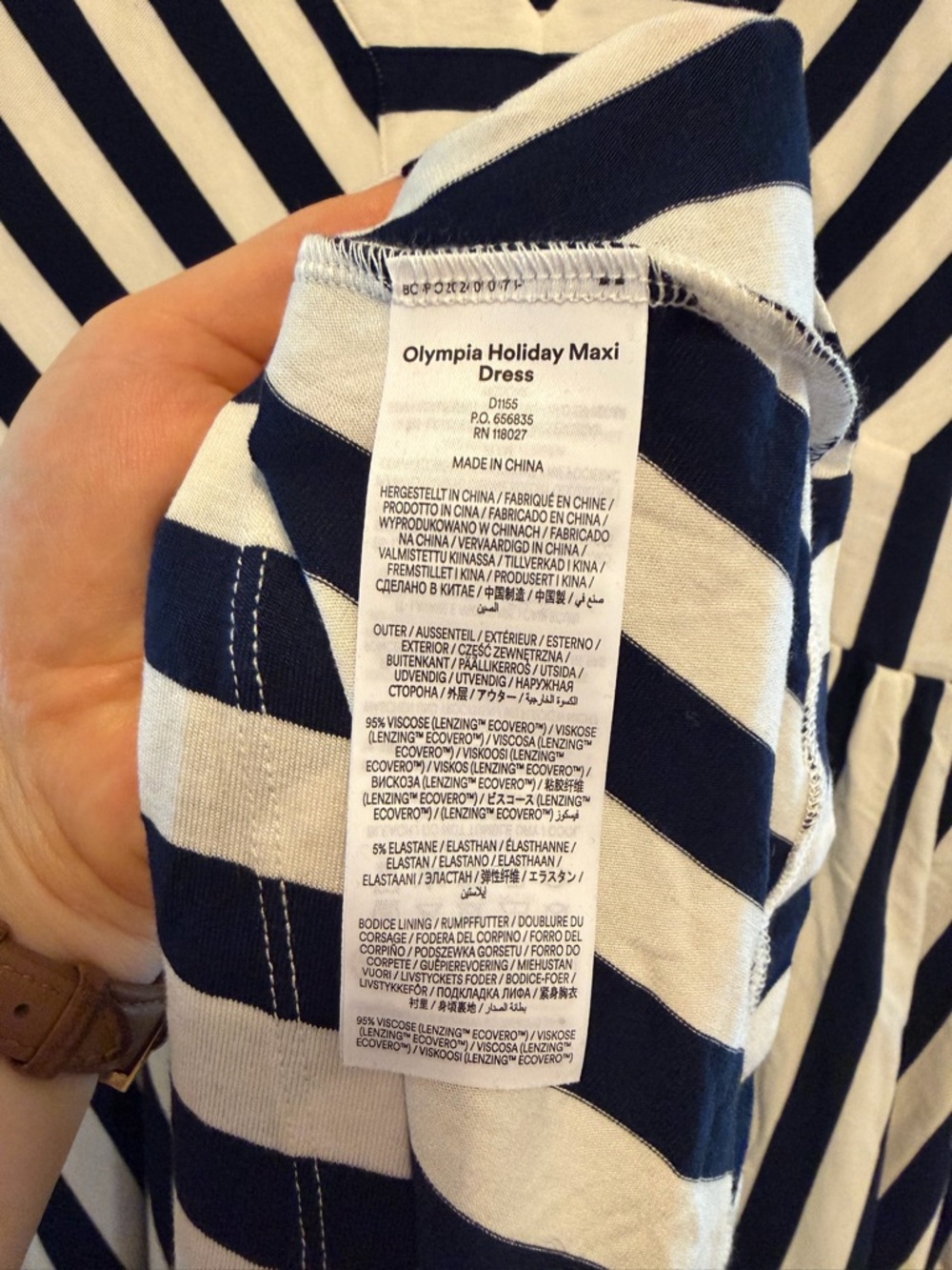 Boden Olympia Jersey Maxi Dress Navy White 16-18R - Picture 7 of 10